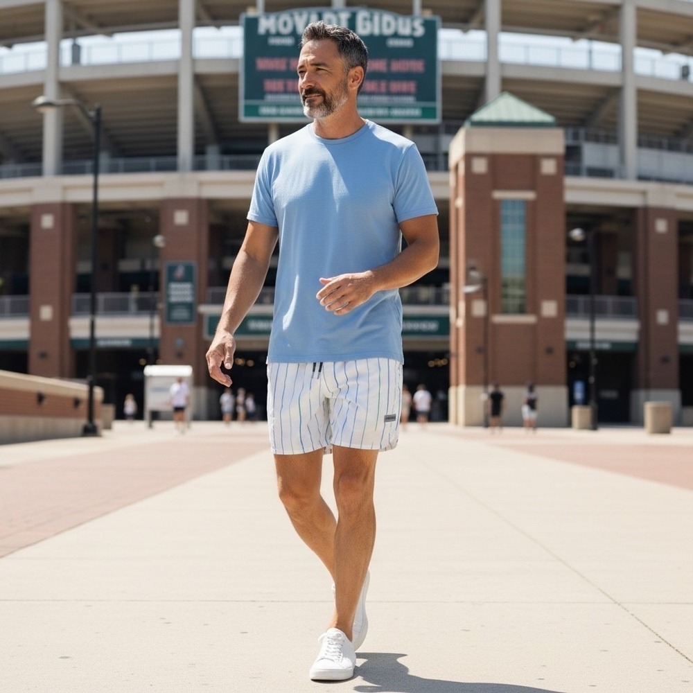 Legends Luka Shorts Mens XXL White Blue Green Pinstripe Athletic Gym Activewear